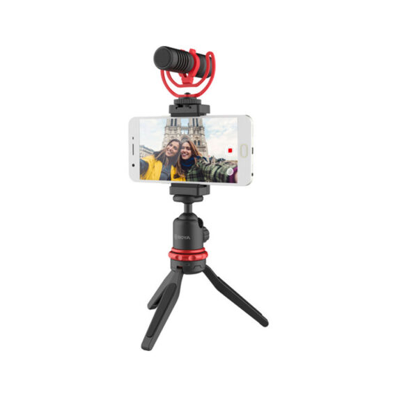 BOYA BY VG350 Vlogger Kit Plus (Luz LED PL30 / Trípode T1 / Soporte de zapata C12 / MM1 + Mic Plus)