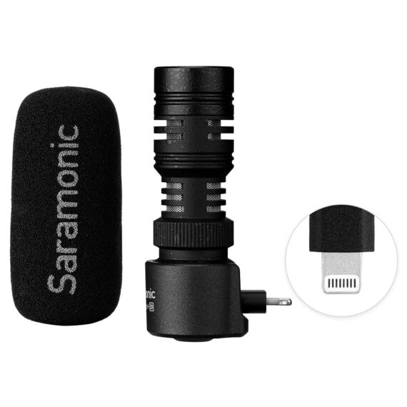 Saramonic SmartMic+ Di Micrófono direccional Compacto con Conector Lightning Compatible con iPhone y iPad de Apple con Parabrisas de Espuma